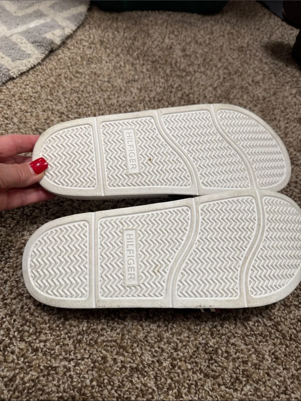 Tommy Hilfiger Navy, White & Red Logo Slide Sandals